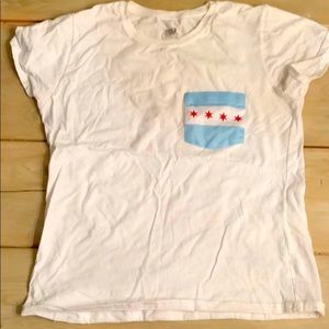 White with flag pocket